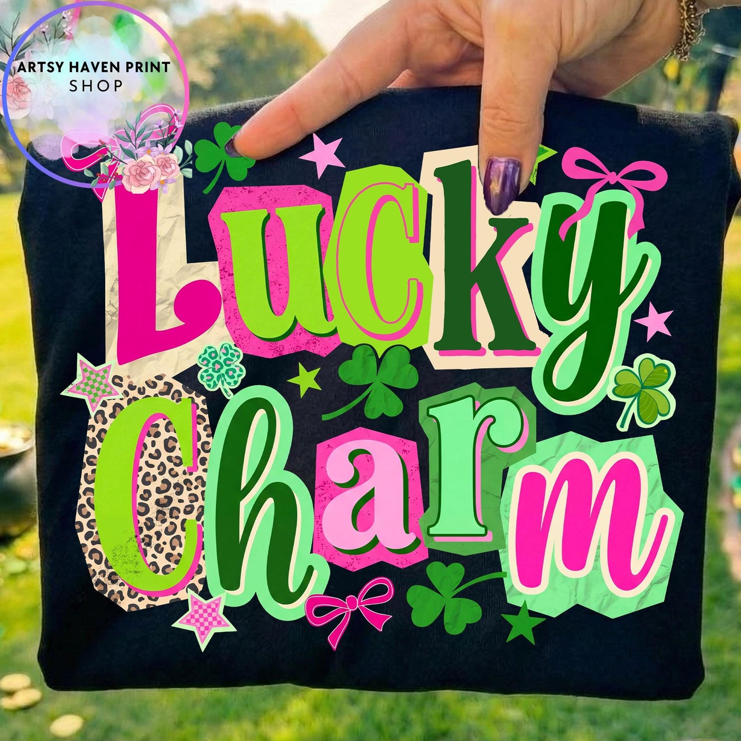 Lucky Mama Clover St Patrick's Day Shirt, Lucky Charm Graphic, Gildan 5000 Classic Cotton Tee for Women, Irish Outfit Gift