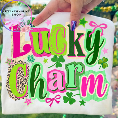 Lucky Mama Clover St Patrick's Day Shirt, Lucky Charm Graphic, Gildan 5000 Classic Cotton Tee for Women, Irish Outfit Gift